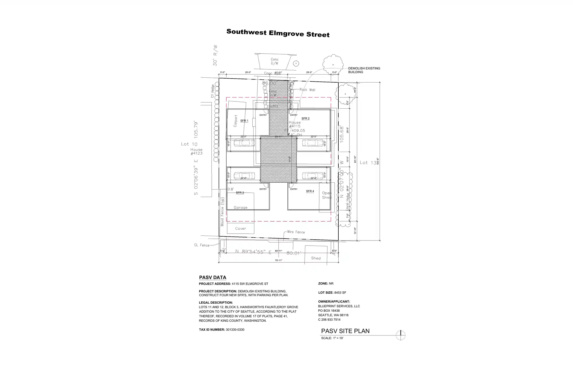 Site plan for 4117 SW Elmgrove St