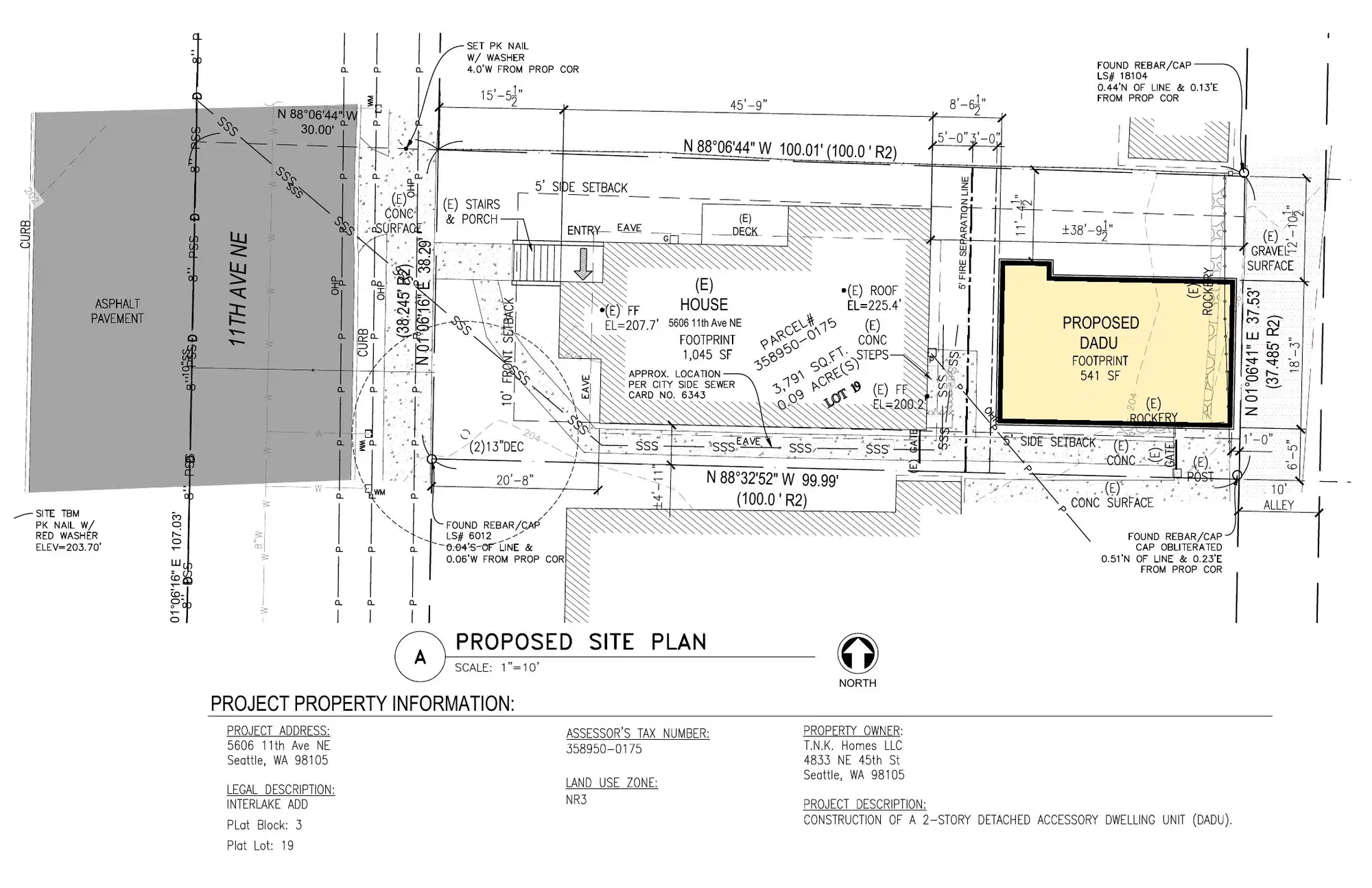 Site plan for 5606 11th Ave NE
