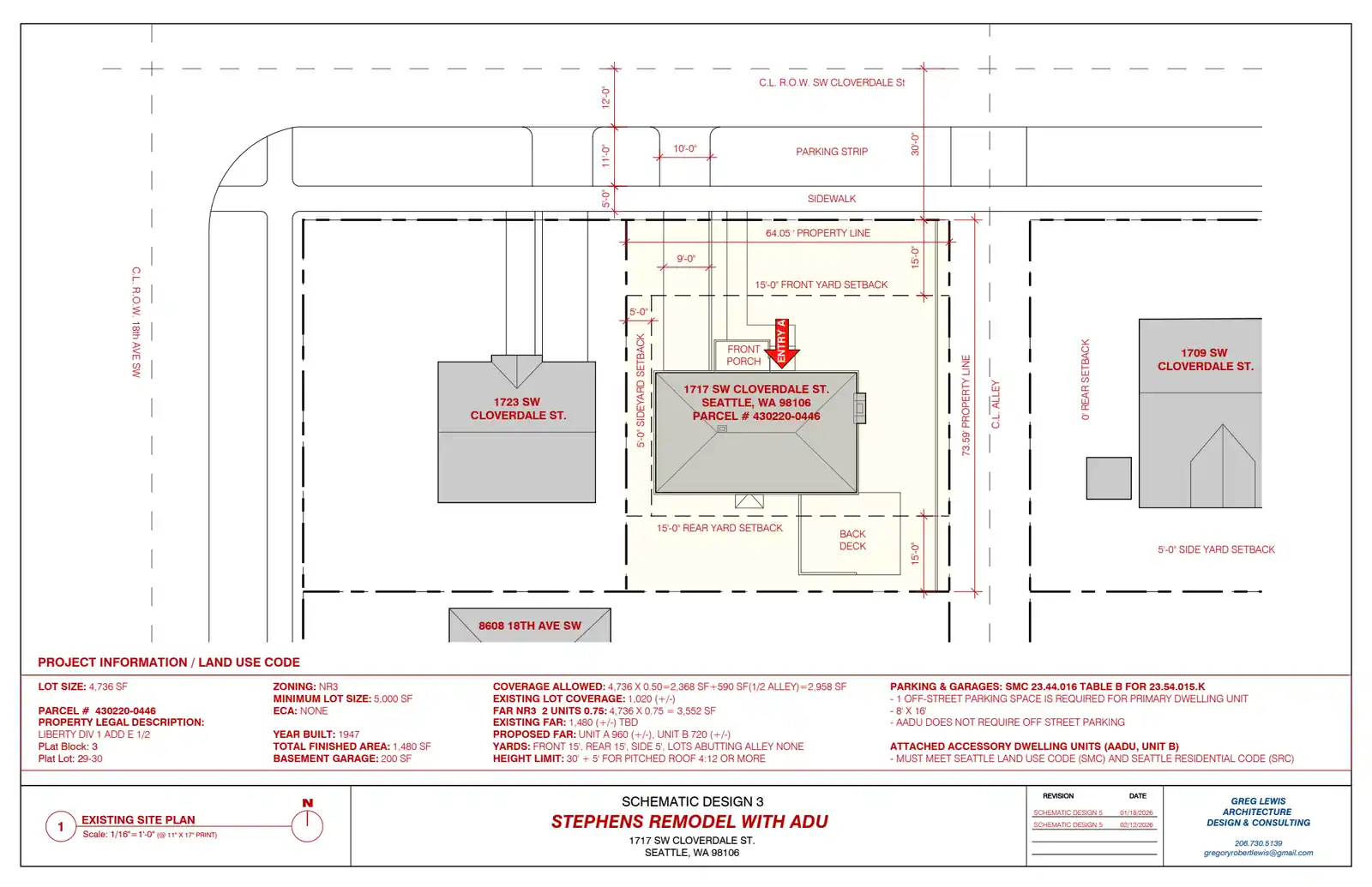 Site plan for 1717 SW Cloverdale St