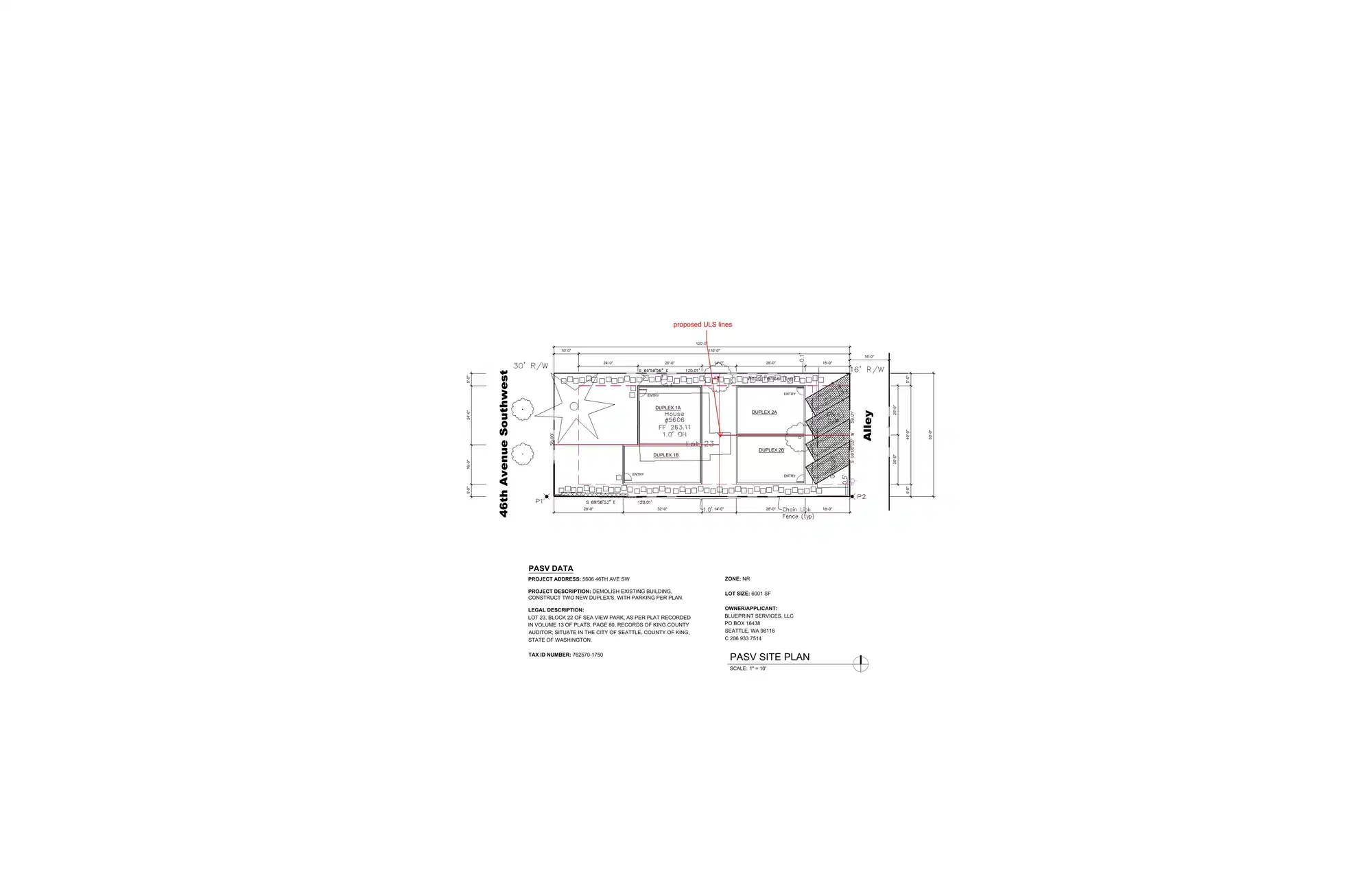 Site plan for 5608 46th Ave SW