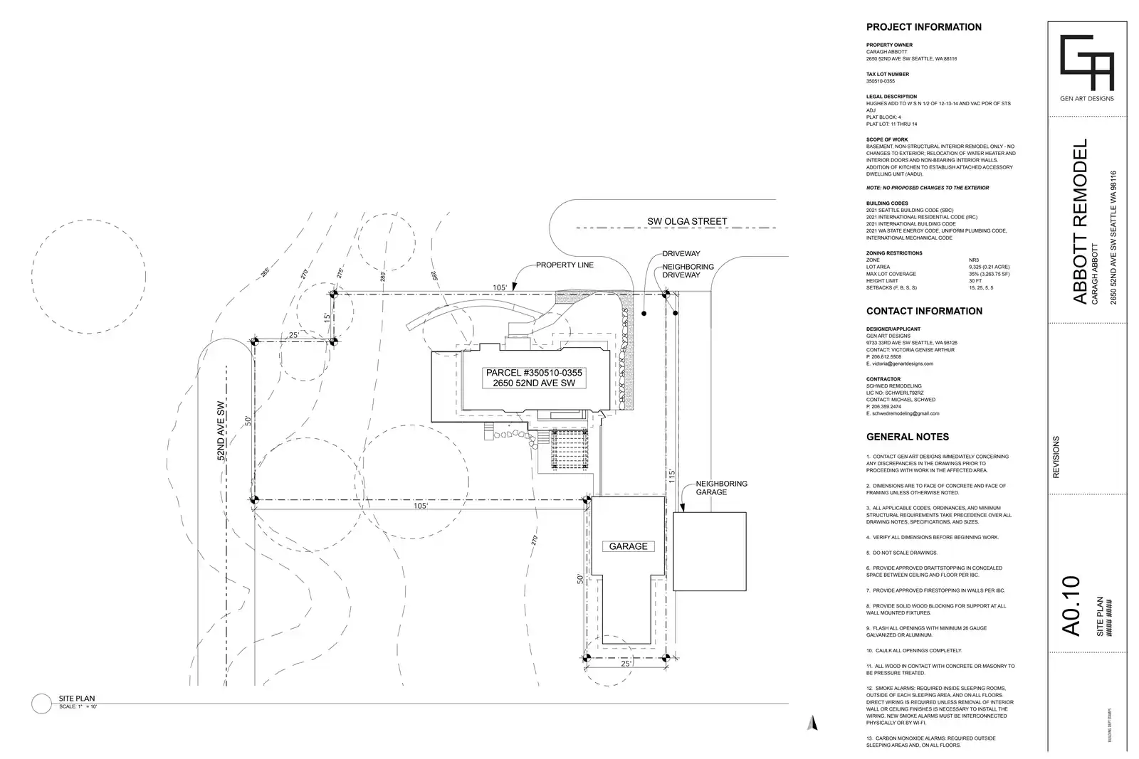 Site plan for 2650 52nd Ave SW