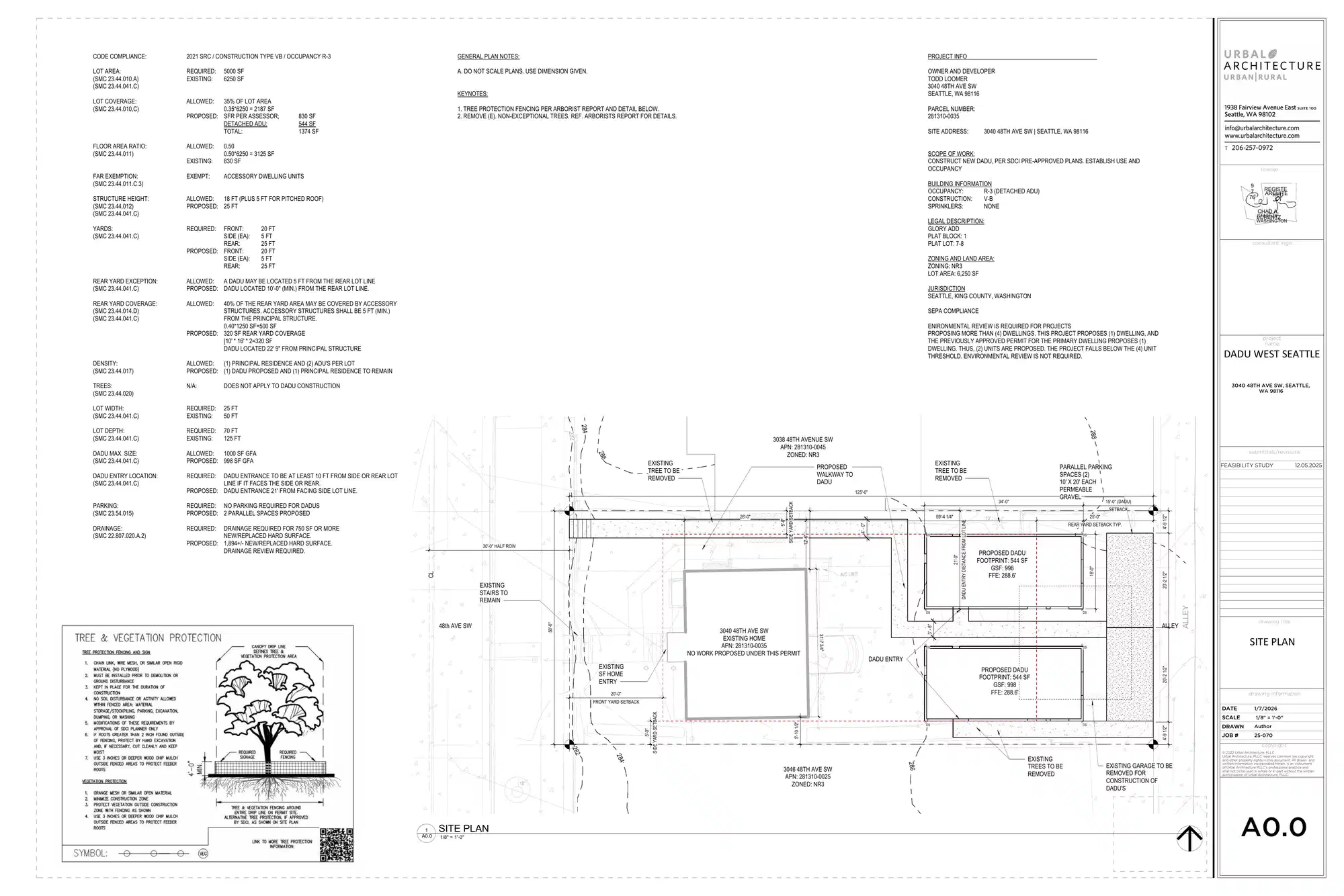 Site plan for 3040 B 48th Ave SW