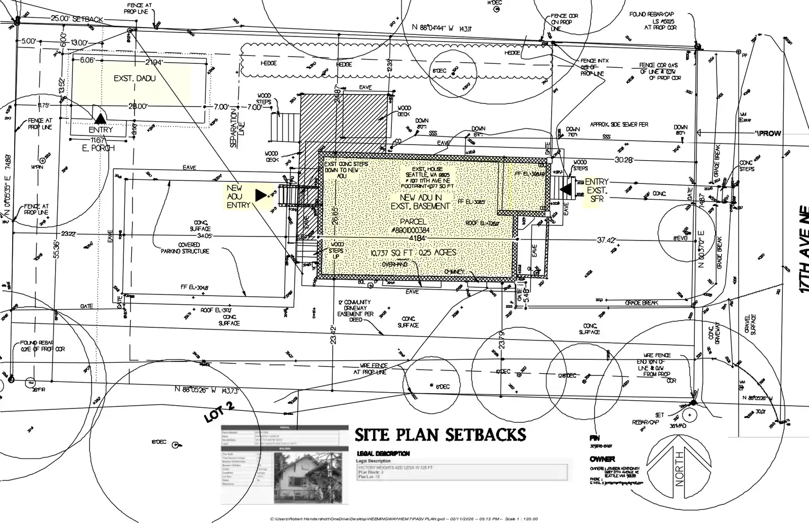 Site plan for 11017 B 17th Ave NE