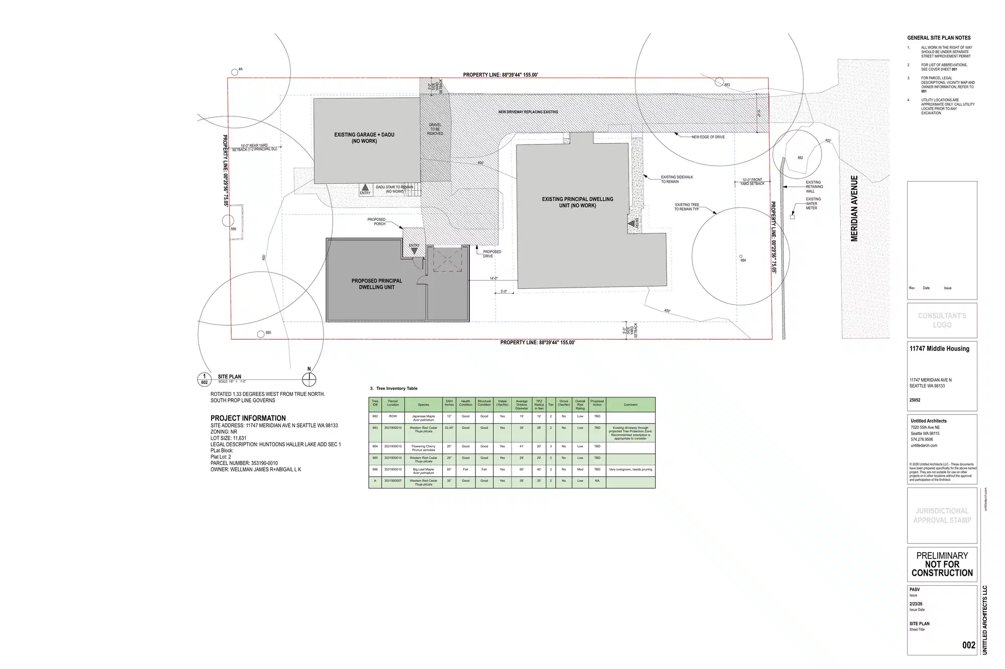 Site plan for 11747 Meridian Ave N