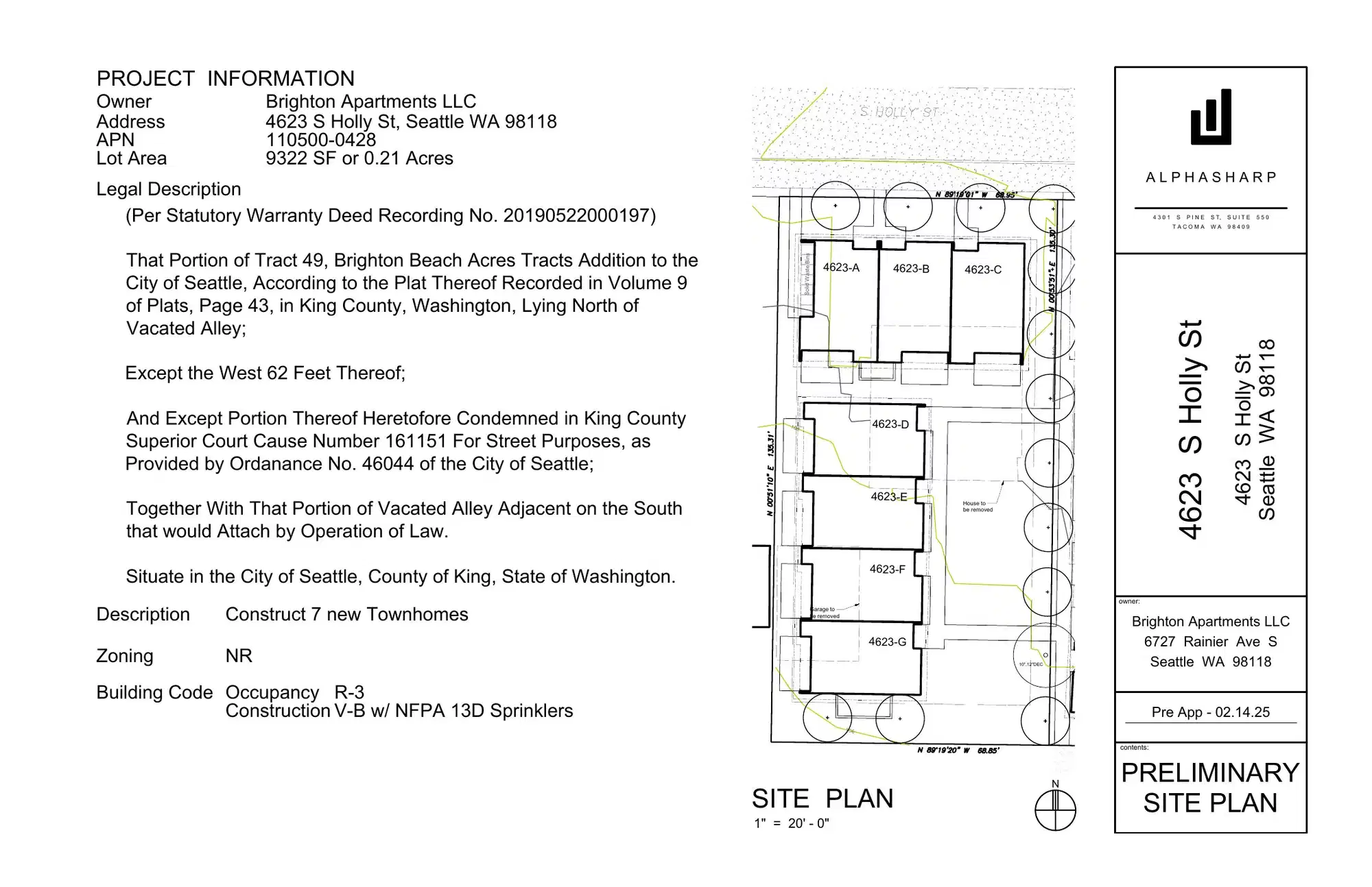 Site plan for 4623 D S Holly St