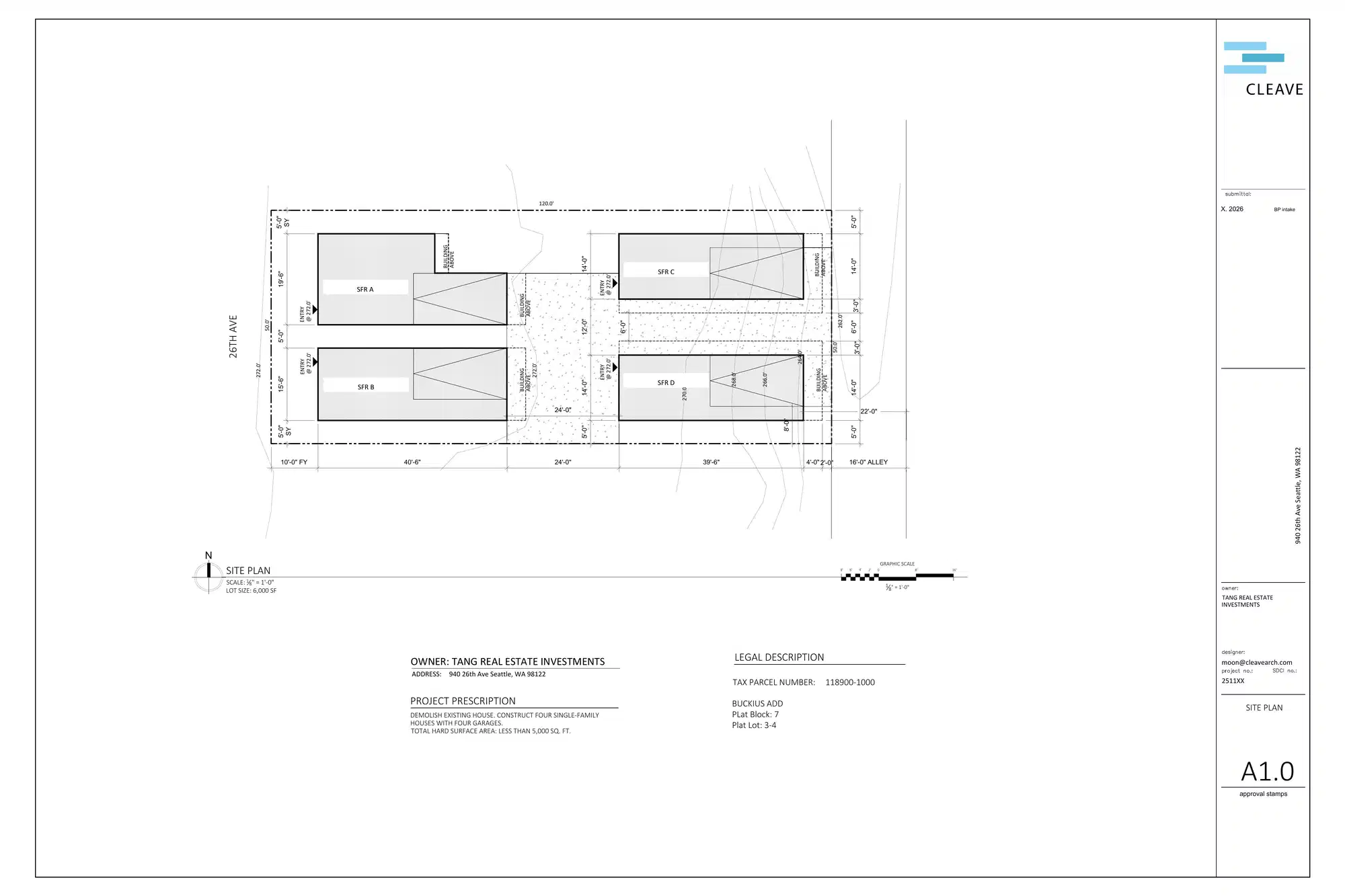 Site plan for 940 B 26th Ave