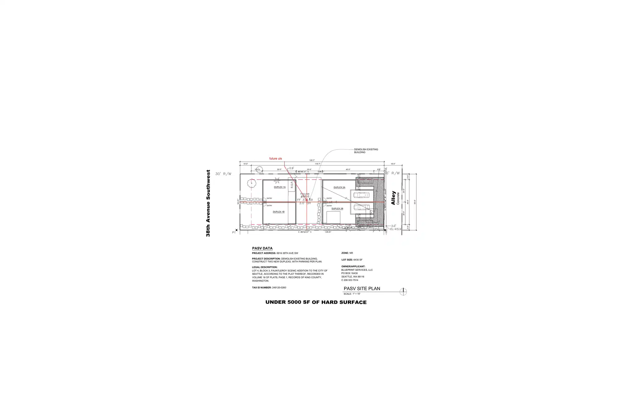 Site plan for 8818 38th Ave SW