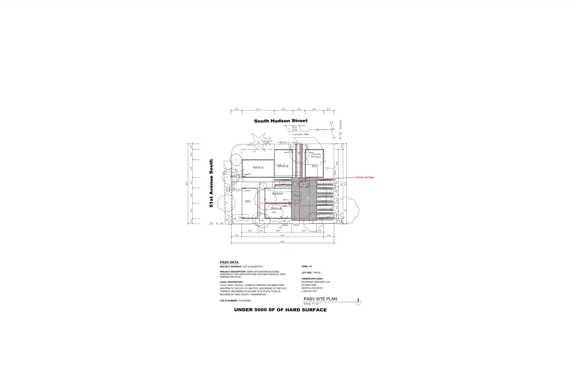 Site plan for 5107 S Hudson St