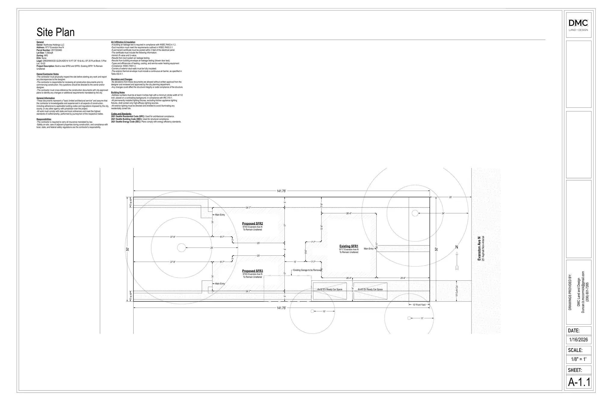 Site plan for 9715 A Evanston Ave N