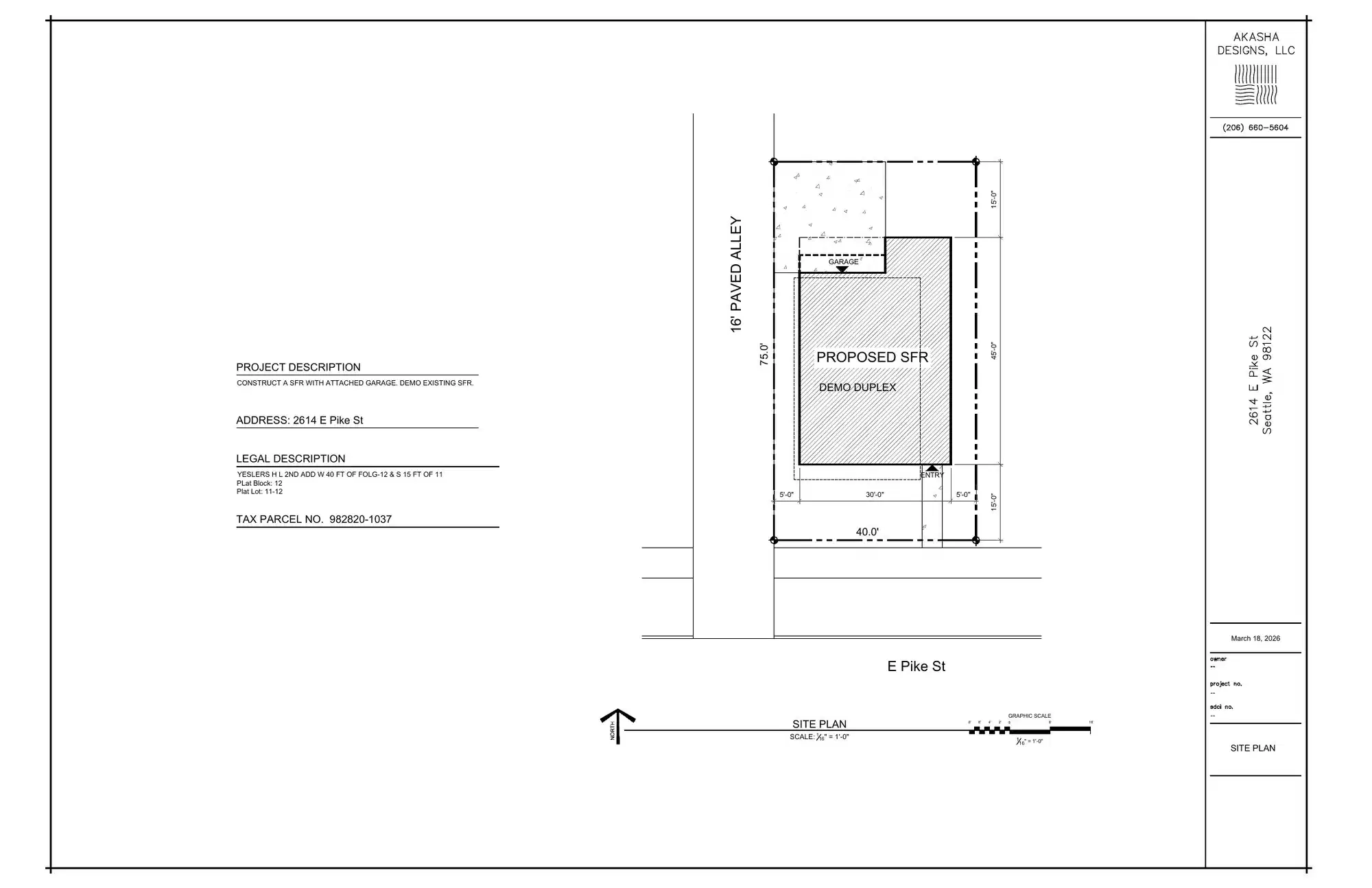 Site plan for 2614 E Pike St