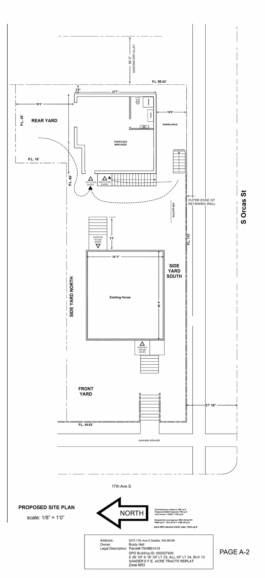 Site plan for 1708 S Orcas St