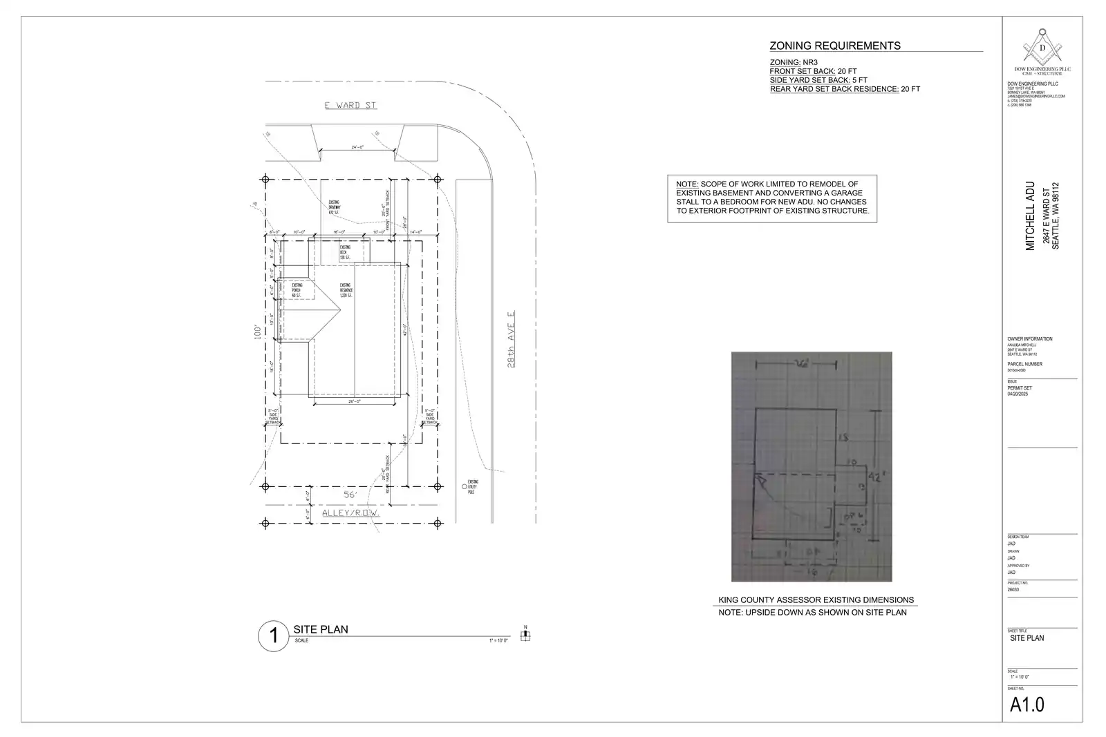 Site plan for 2647 E Ward St