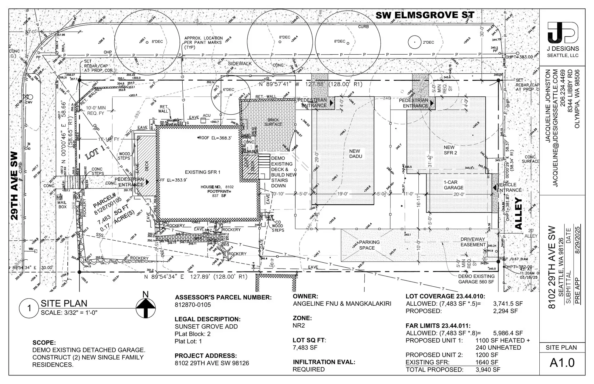Site plan for 2813 SW Elmgrove St