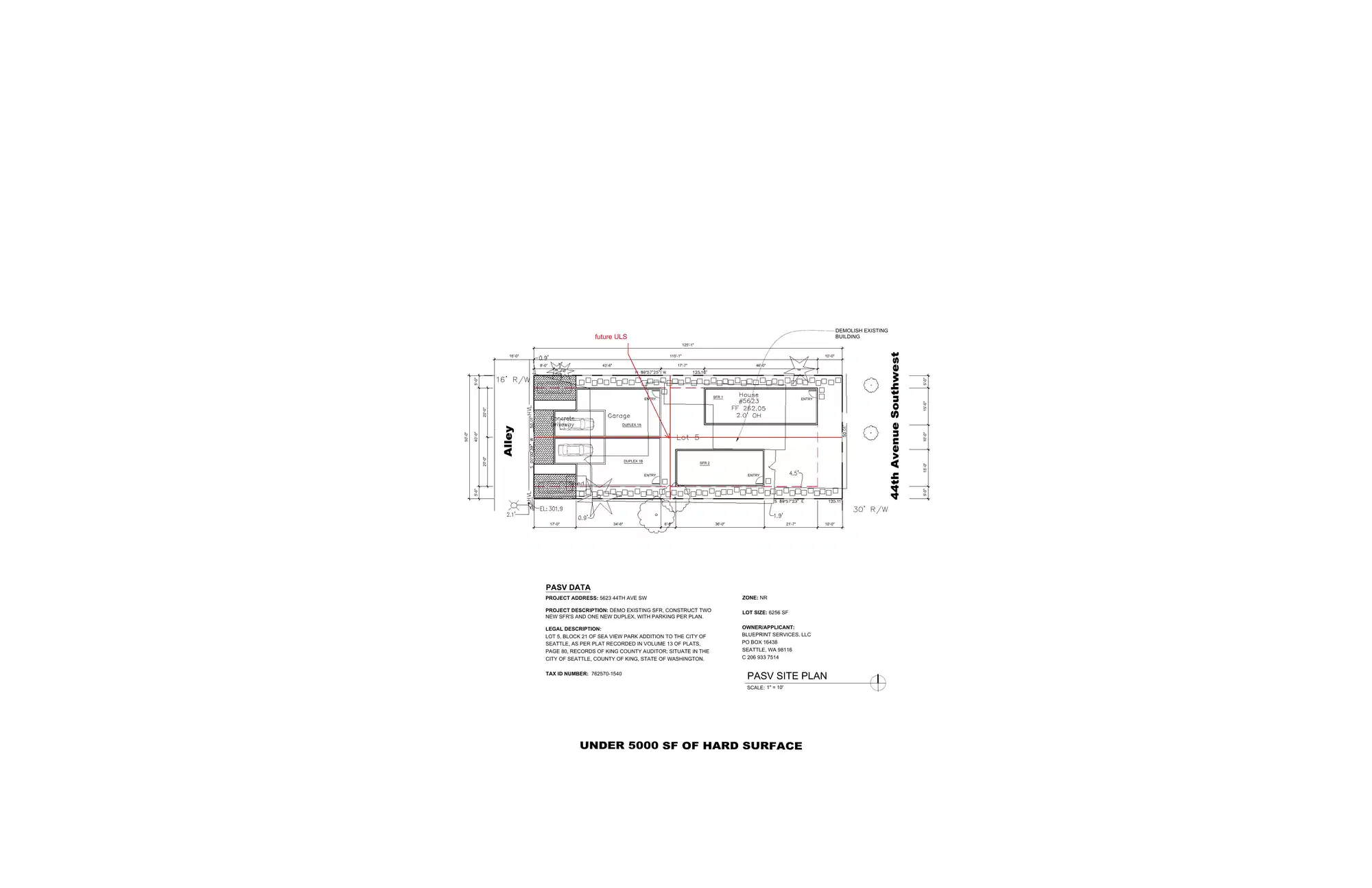 Site plan for 5619 44th Ave SW