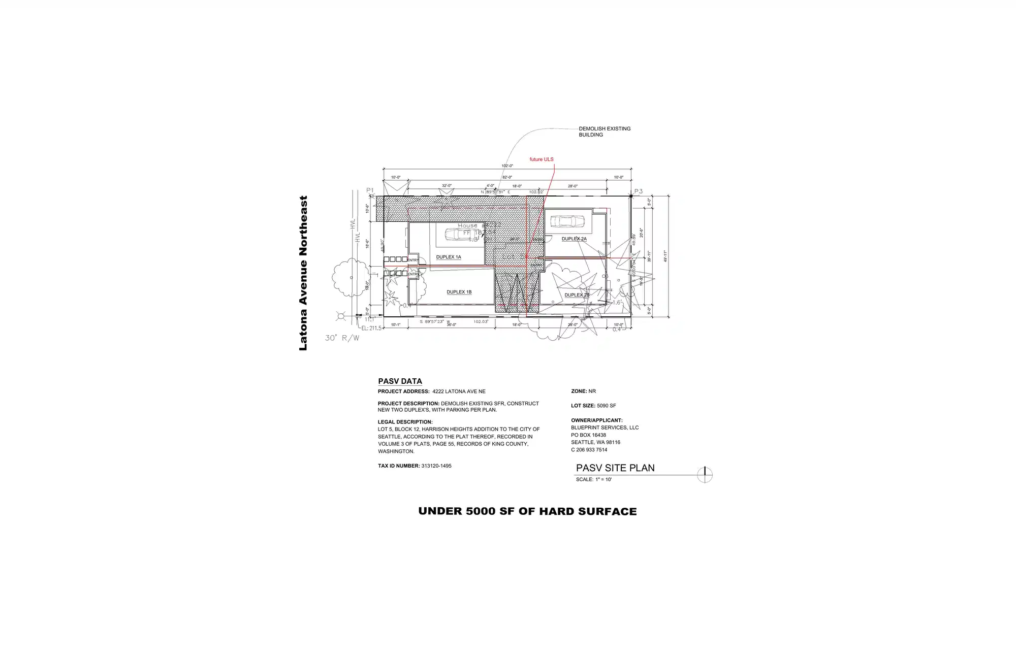 Site plan for 4224 A Latona Ave NE