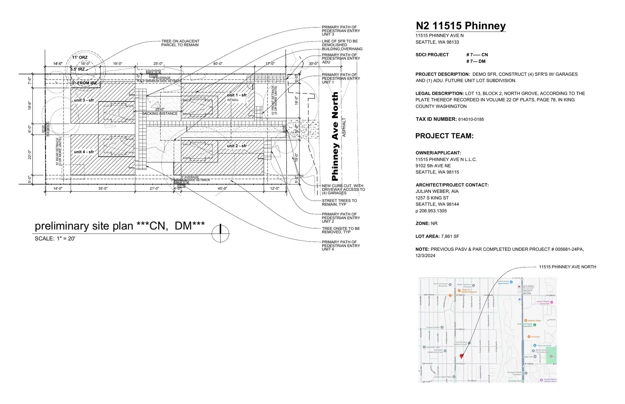 Site plan for 11515 Phinney Ave N