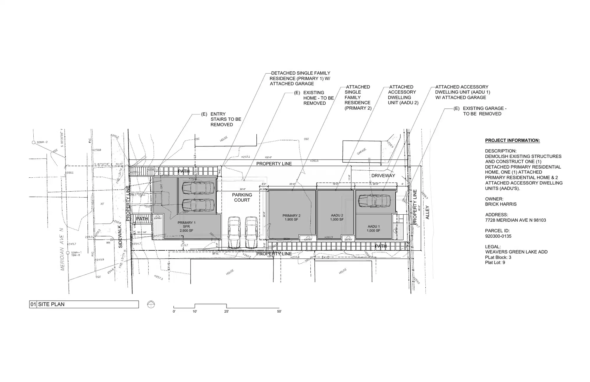 Site plan for 7728 Meridian Ave N