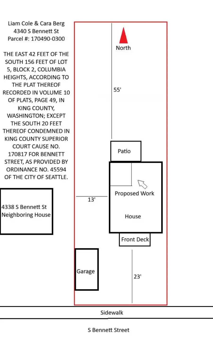 Site plan for 4340 S Bennett St