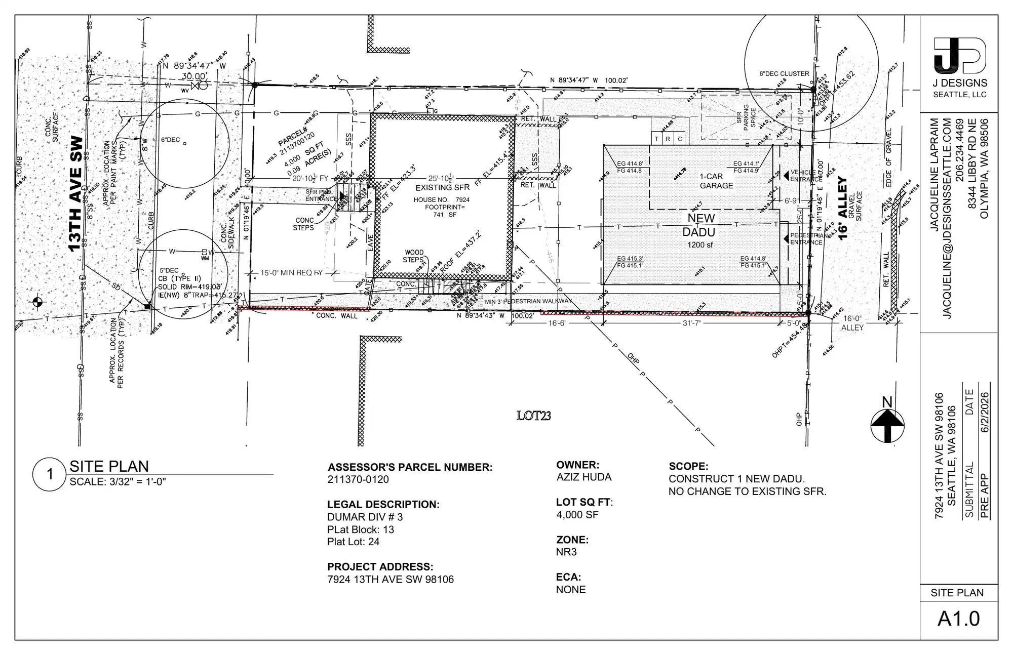 Site plan for 7926 13th Ave SW