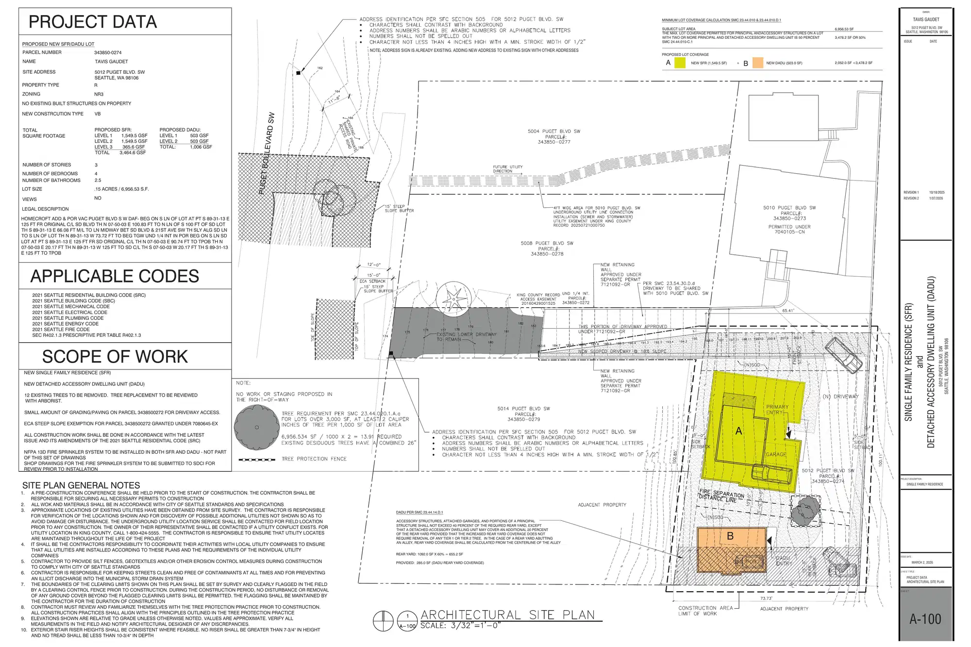 Site plan for 5012 B Puget Blvd SW