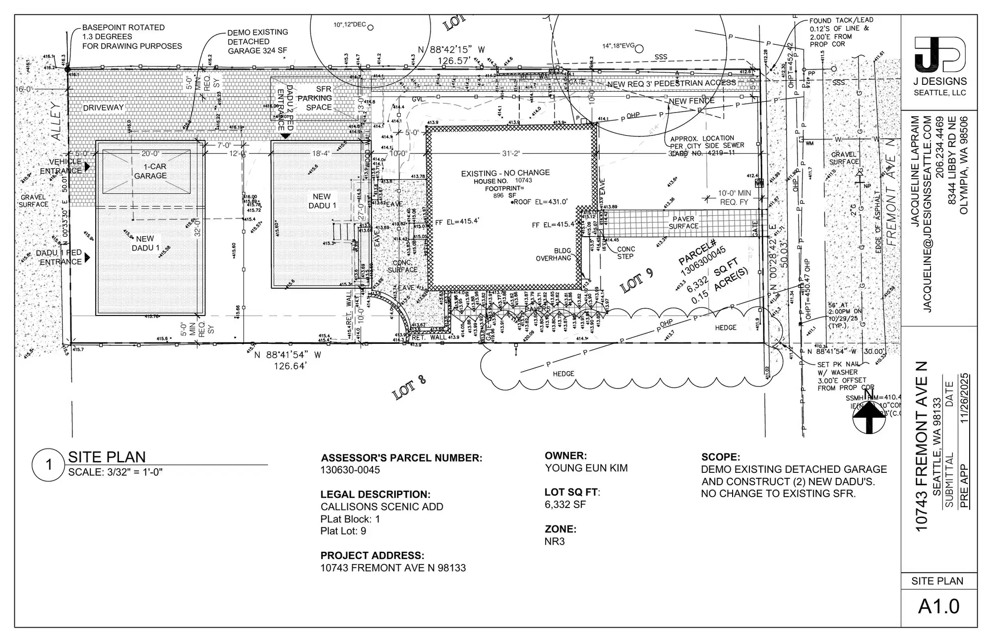 Site plan for 10741 A Fremont Ave N
