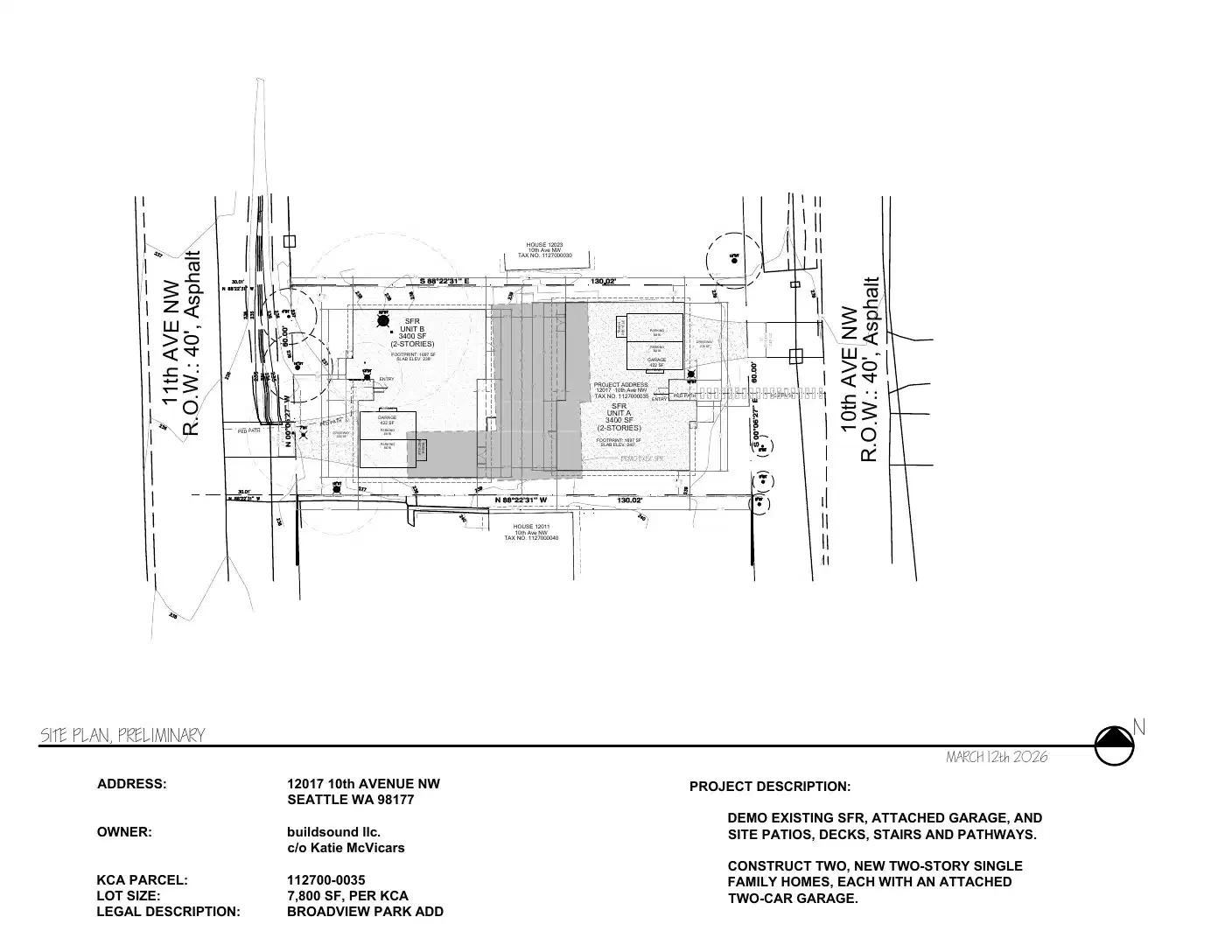 Site plan for 12018 11th Ave NW