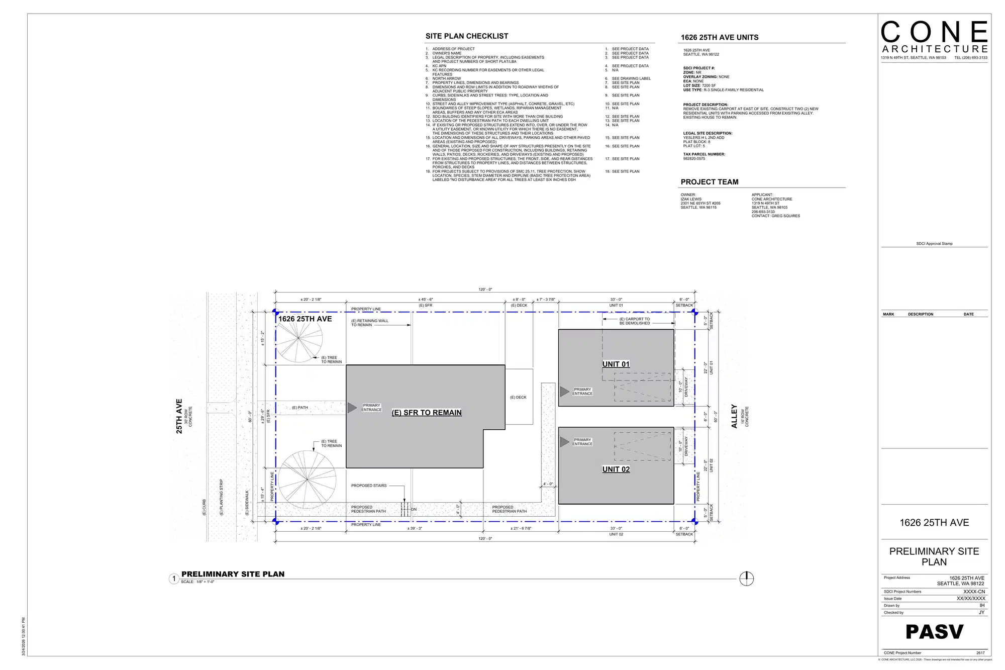 Site plan for 1628 B 25th Ave